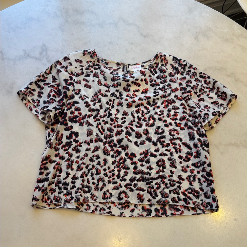NWT Parker Multicolor Leopard Silk Print Blouse